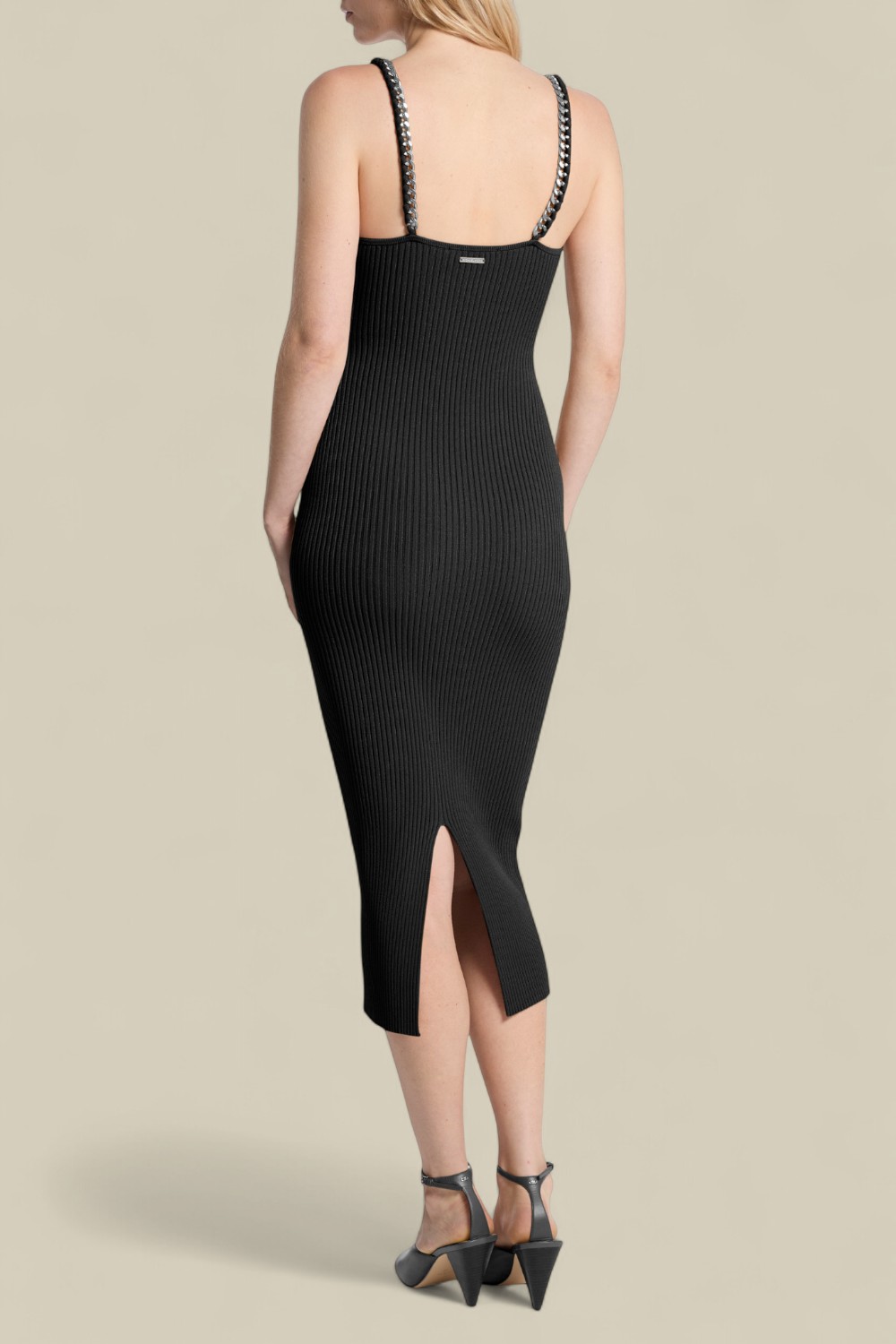 תמונת דוגמן אחורית של שמלת מידי ריב