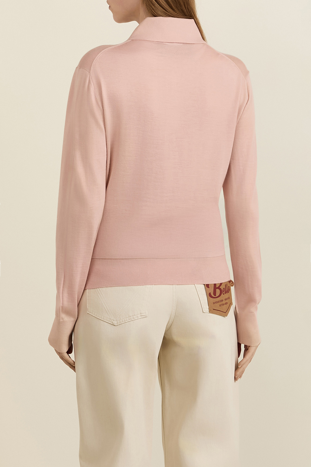 תמונת דוגמן אחורית של סריג פולו קשמיר