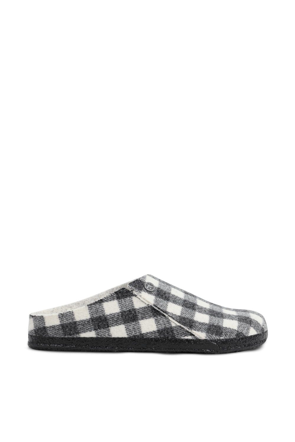 תמונה קידמית של נעלי בית מצמר בגווני שחור ולבן