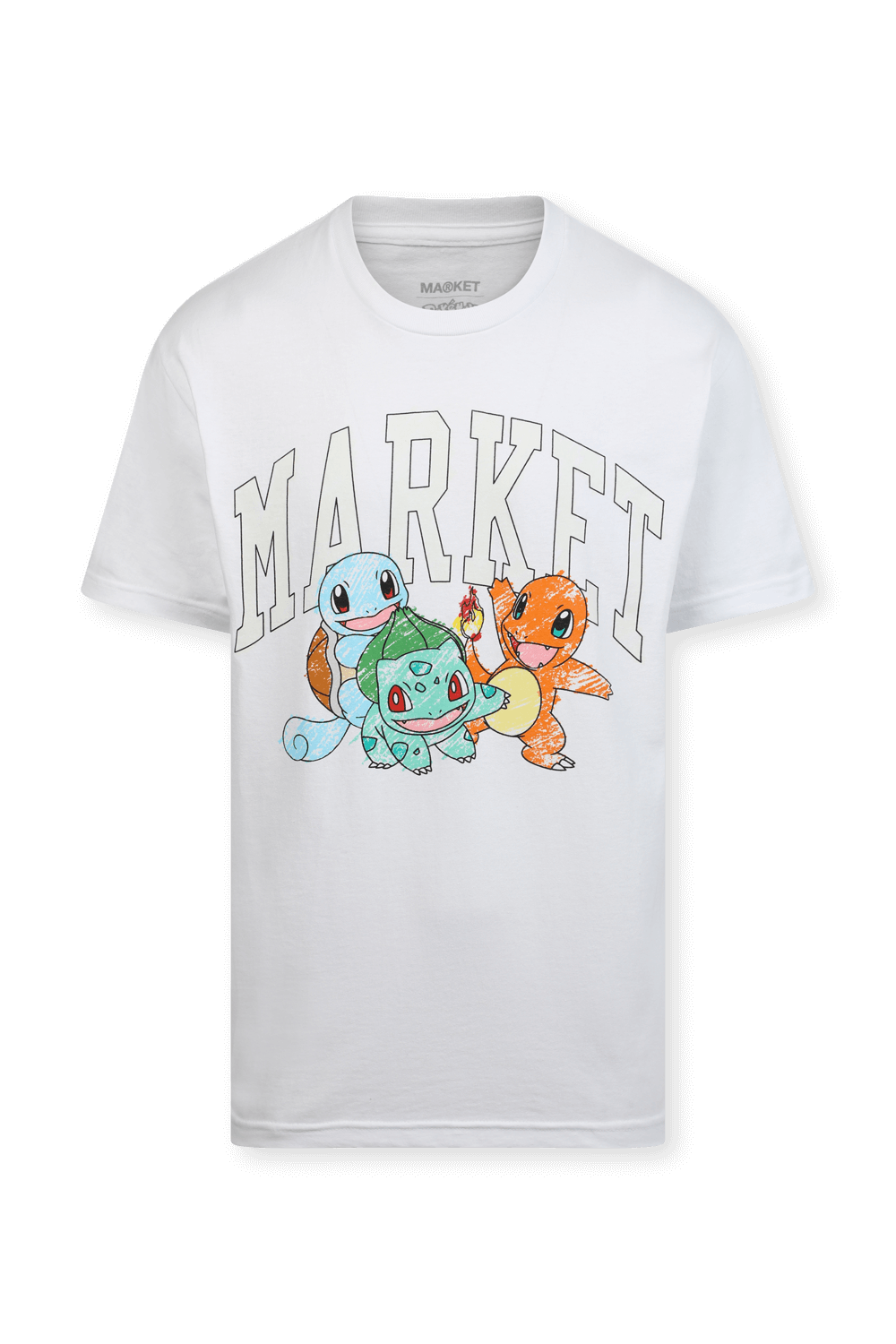 תמונה קידמית של טי שירט משנה צבע עם הדפס פוקימון בגוון לבן צ'יינה טאון מרקט X פוקימון