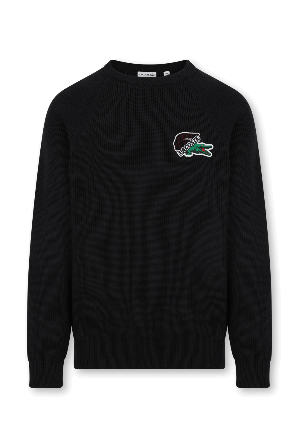 תמונה קידמית של סוודר מצמר עם לוגו רקום