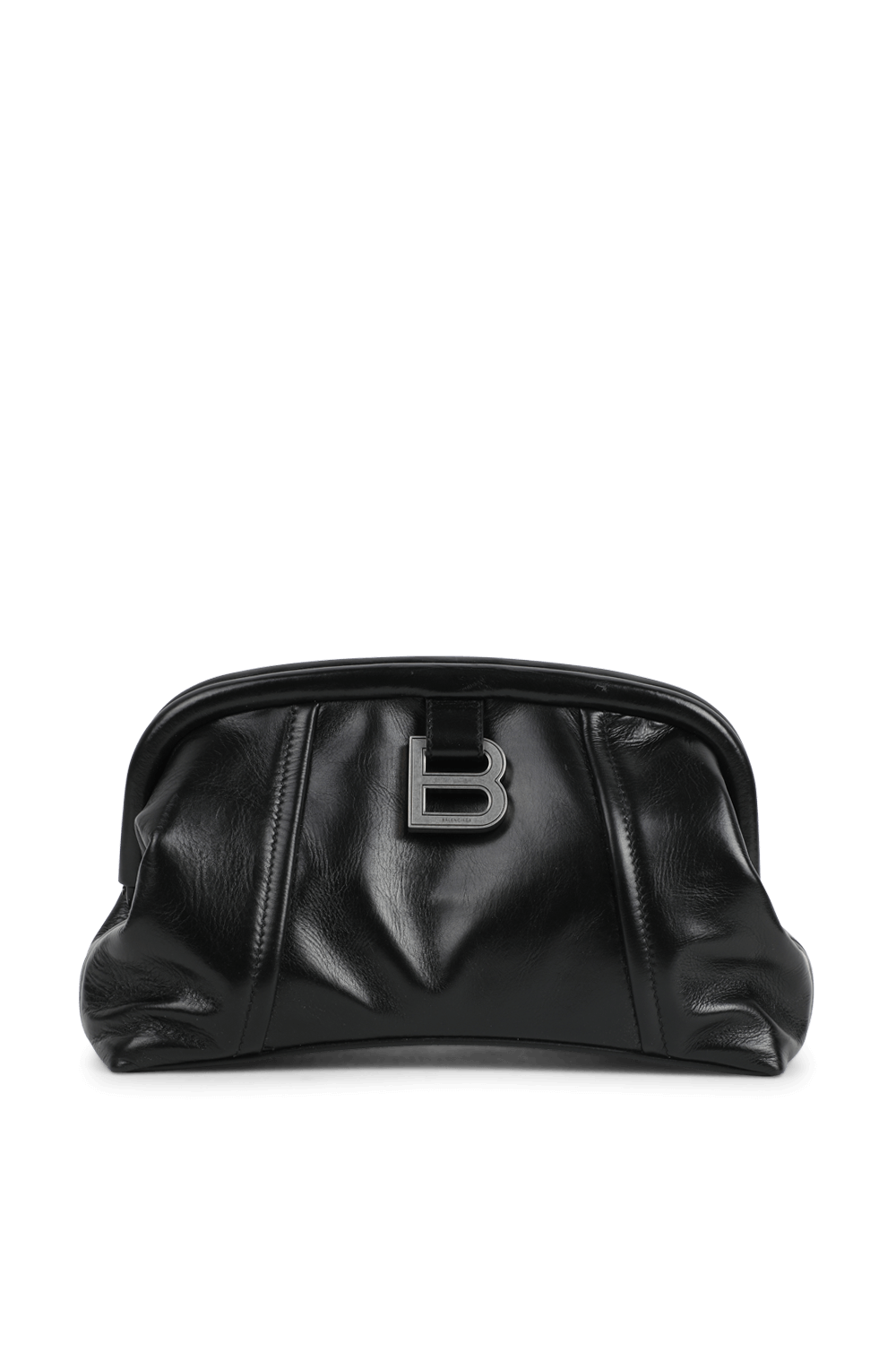 תמונה קידמית של תיק פריים קלאץ' מעור שחור