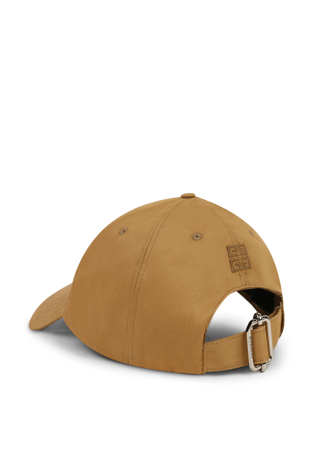 תמונה אחורית של כובע מצחייה עם לוגו רקום בגוון קאמל