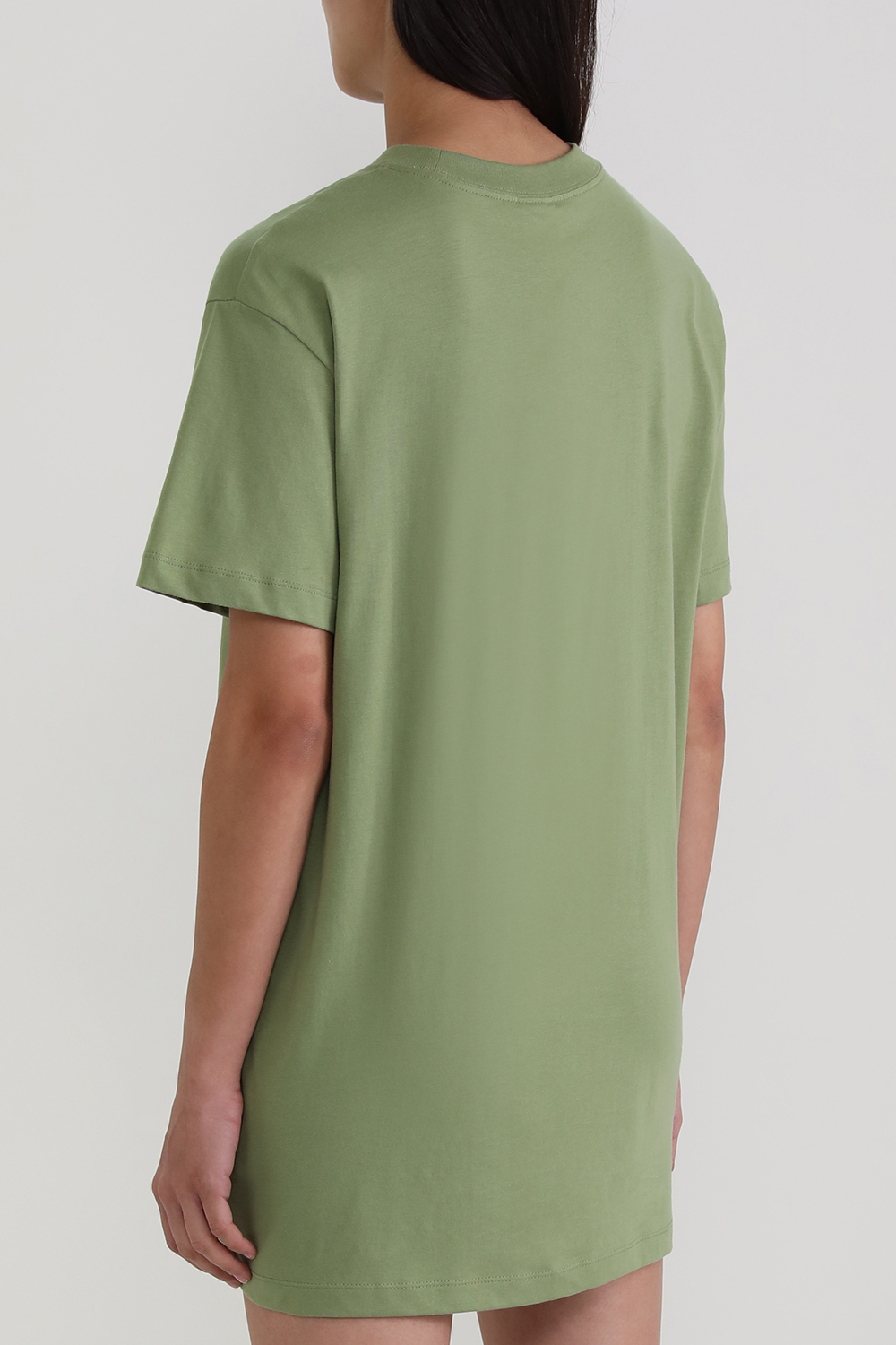 תמונת דוגמן אחורית של שמלת טי שירט מיני מכותנה אורגנית