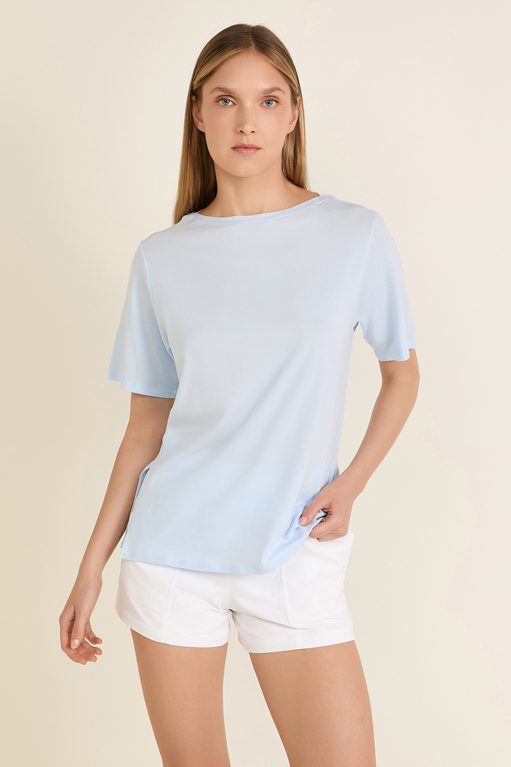 תמונת דוגמן קידמית של Relaxed-Fit Boatneck T-Shirt