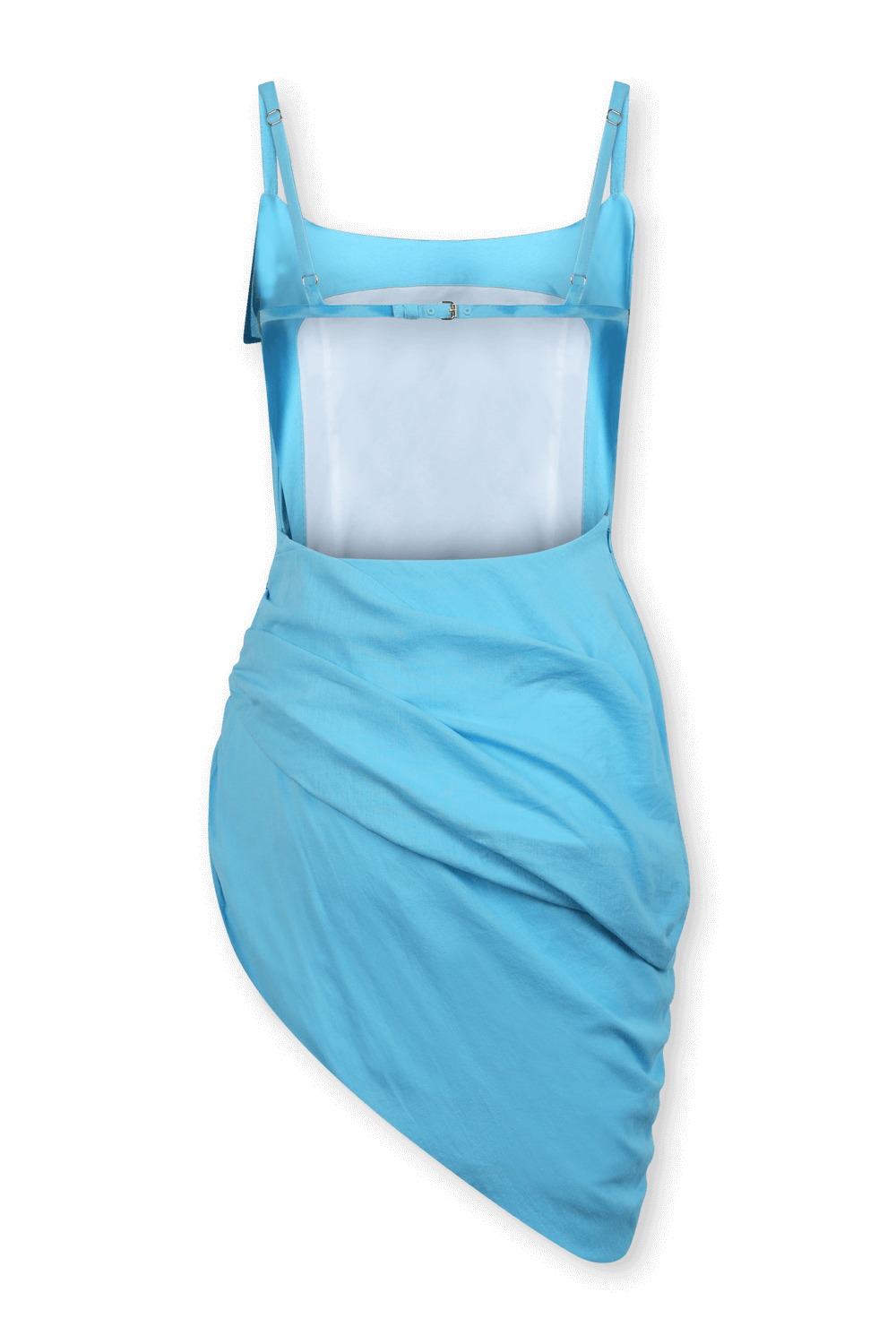 תמונה אחורית של שמלת מיני א-סימטרית מכותנה