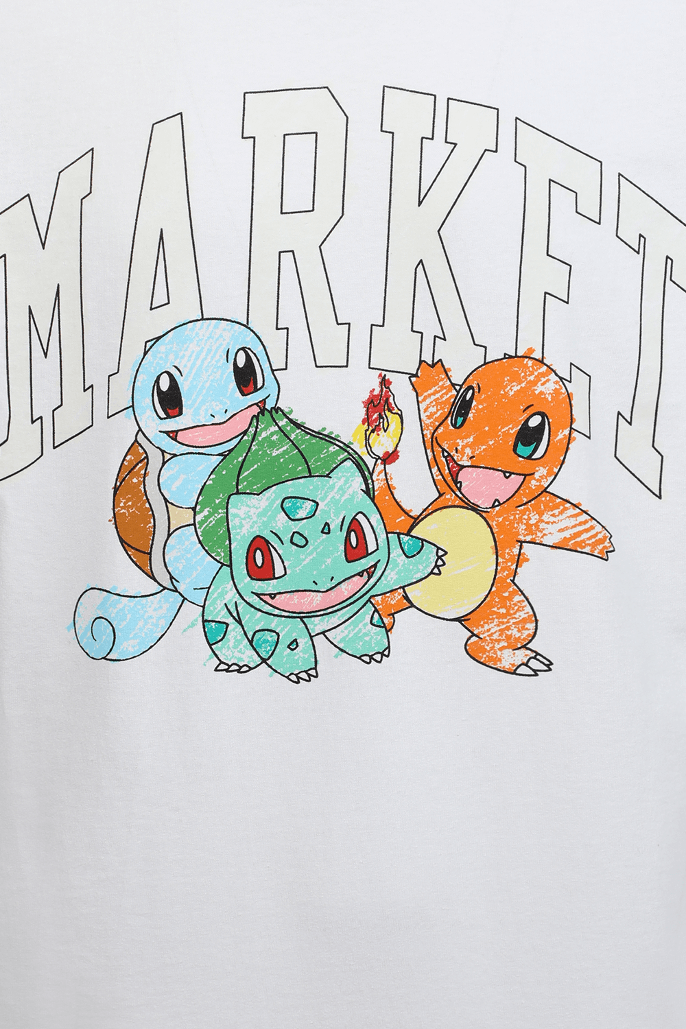תמונה אחורית של טי שירט משנה צבע עם הדפס פוקימון בגוון לבן צ'יינה טאון מרקט X פוקימון