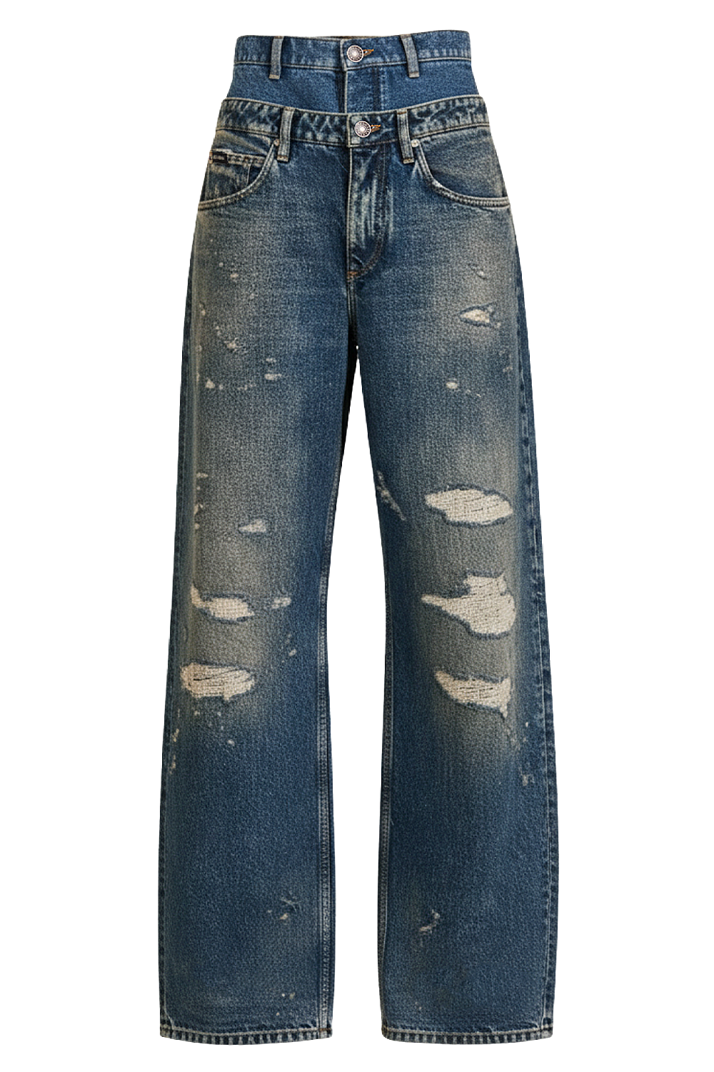 תמונה קידמית של מכנסי ג'ינס במראה שכבות