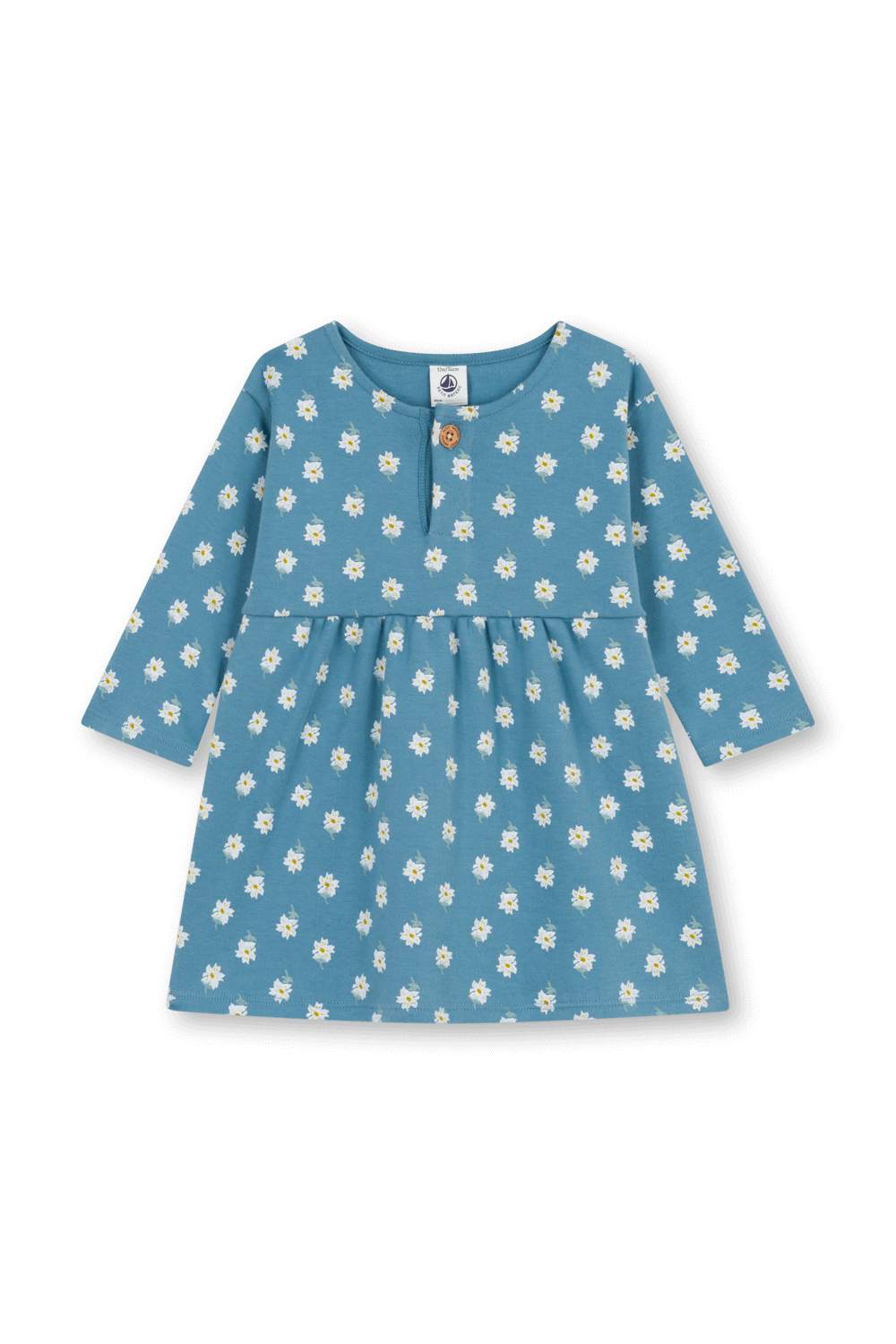 תמונה קידמית של שמלה פרחונית עם שרוולים ארוכים