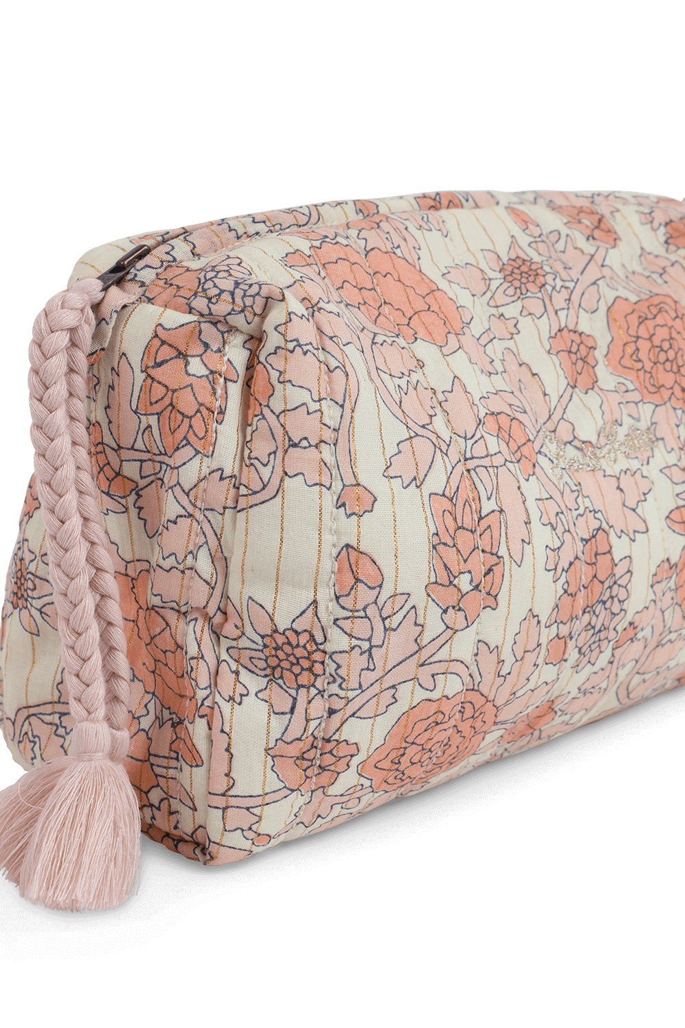 תמונת תקריב של תיק רחצה פרחוני