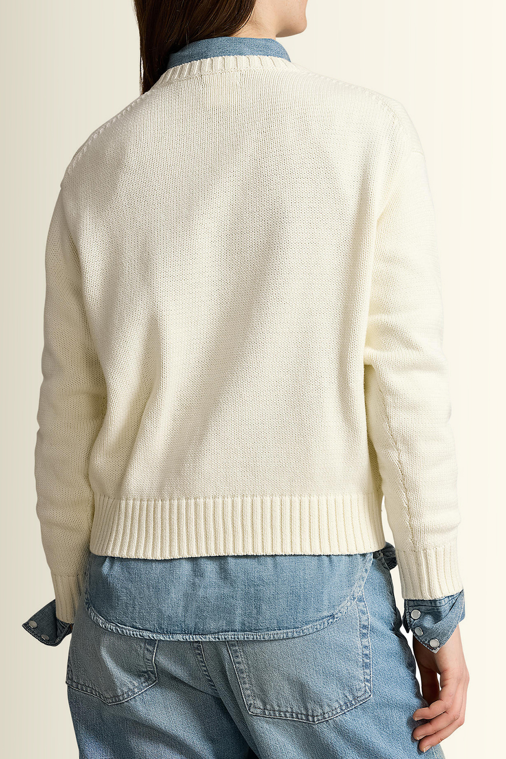 תמונת דוגמן אחורית של סריג כותנה דב פולו