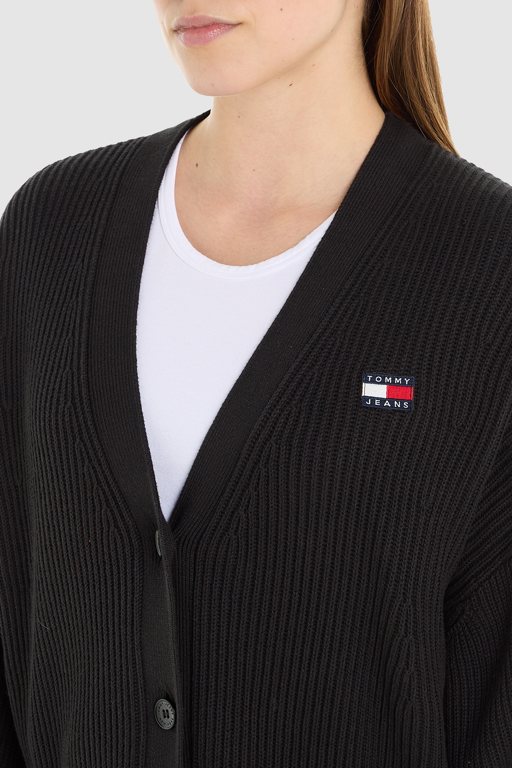 תמונת תקריב דוגמן של קרדיגן סריג