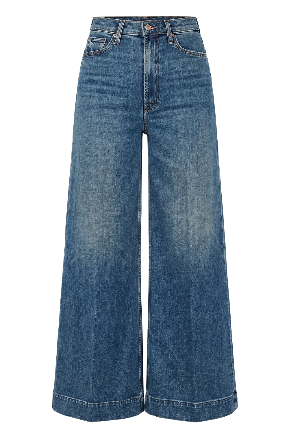 תמונה קידמית של מכנסי ג'ינס בגזרה רחבה