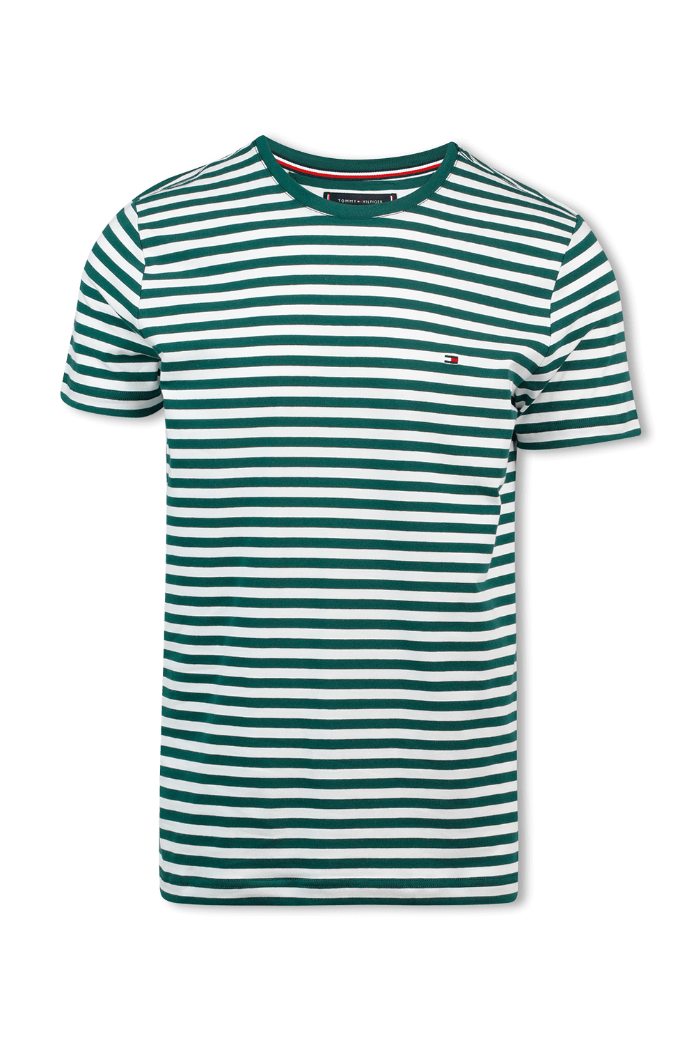 תמונה קידמית של Strip Slim Fit T-Shirt in Green ans White