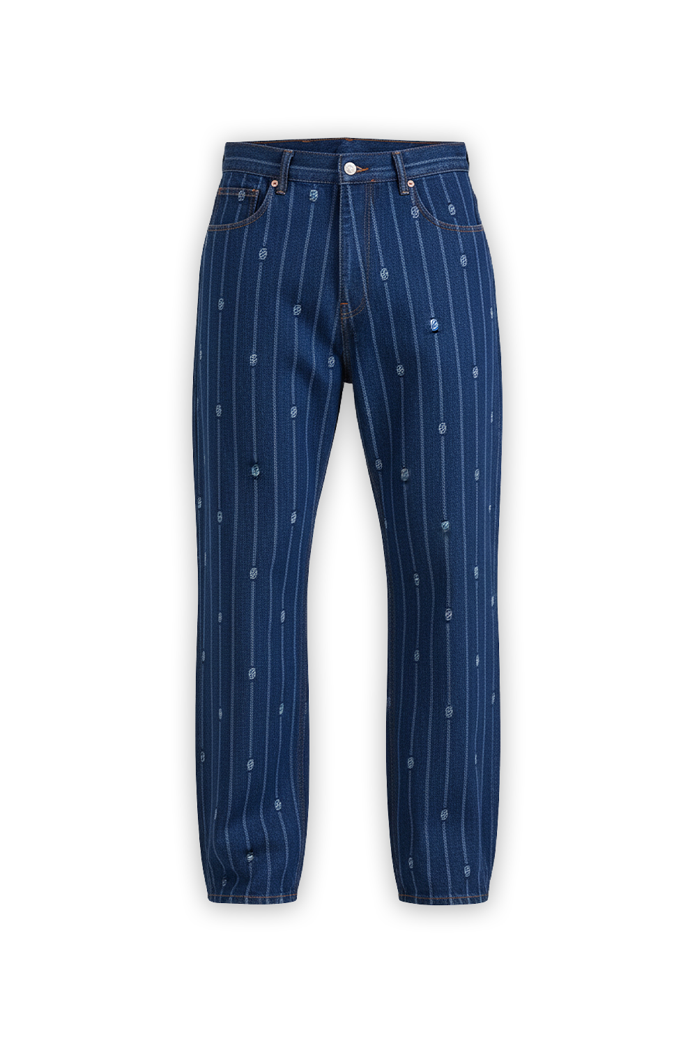 תמונה קידמית של מכנסי ג'ינס בגזרת באגי