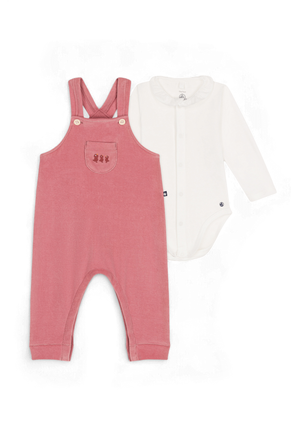 תמונה קידמית של סט בגד גוף ואוברול - גילאי ניובורן - 18 חודשים