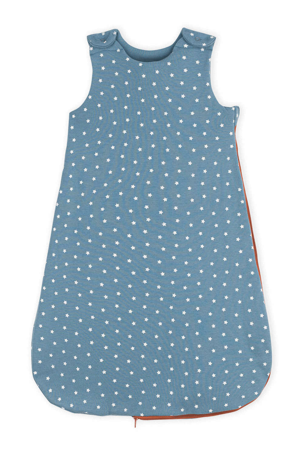 תמונה קידמית של שק שינה לבן בהדפס כוכבים עם סגירת רוכסן  -גיל  6 חודשים- 18 חודשים