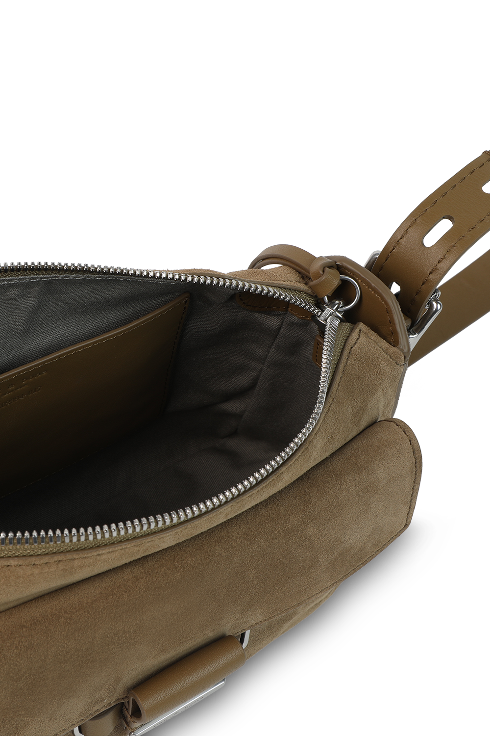 תמונת פנים של תיק מסנג'ר קטן מעור זמש