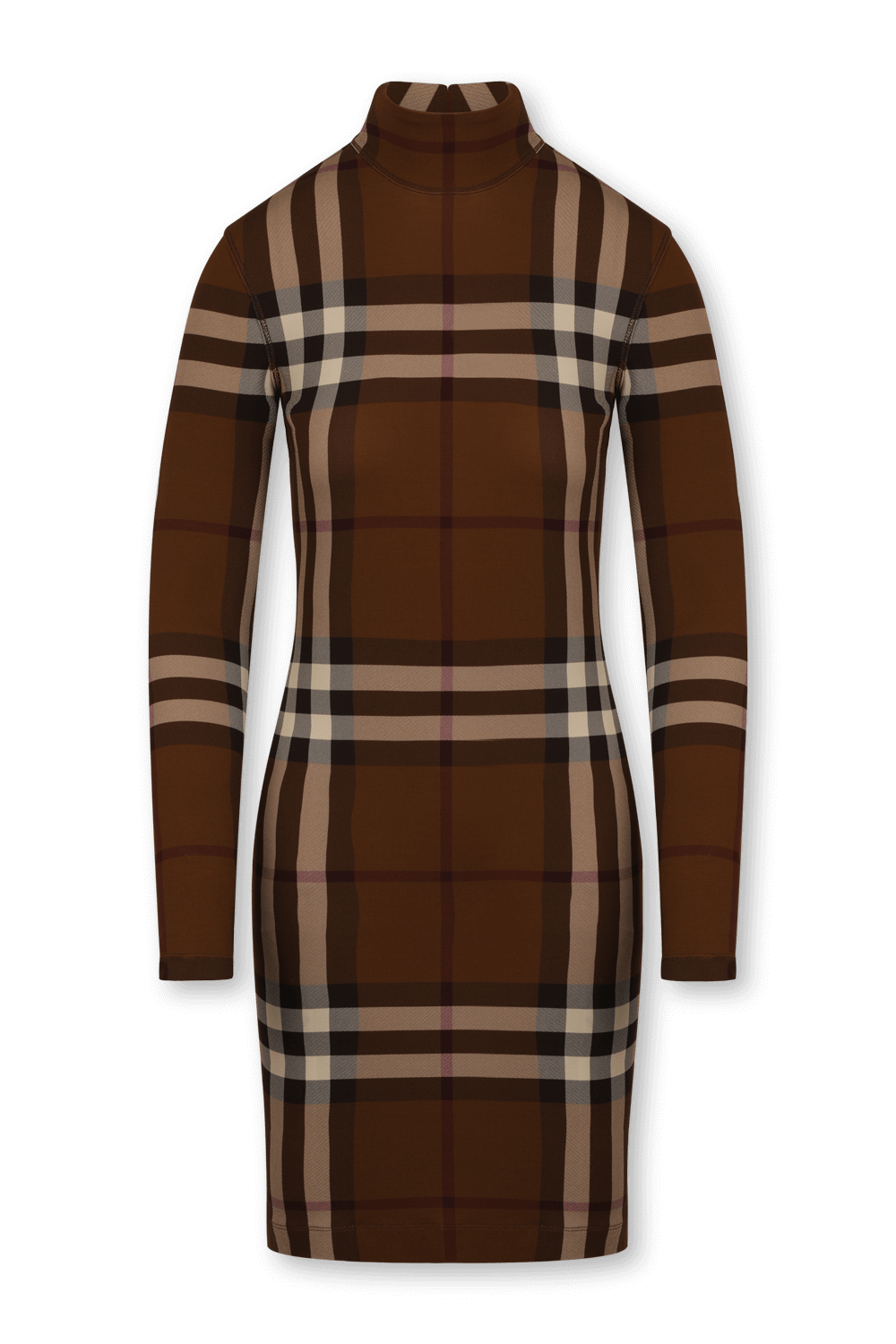 תמונה קידמית של שמלה משבצות עם צווארון גולף