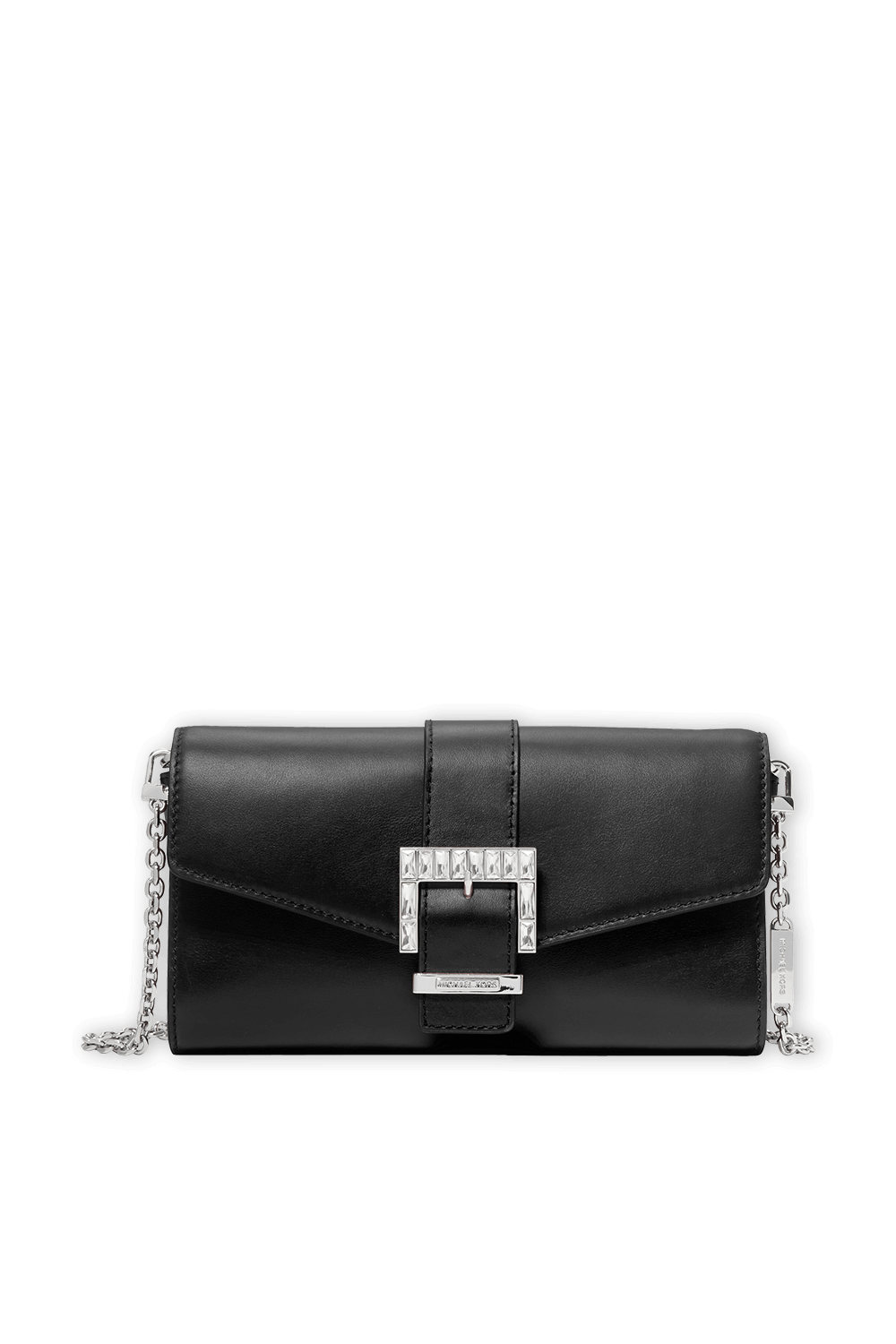 תמונה קידמית של תיק צד מעור שחור