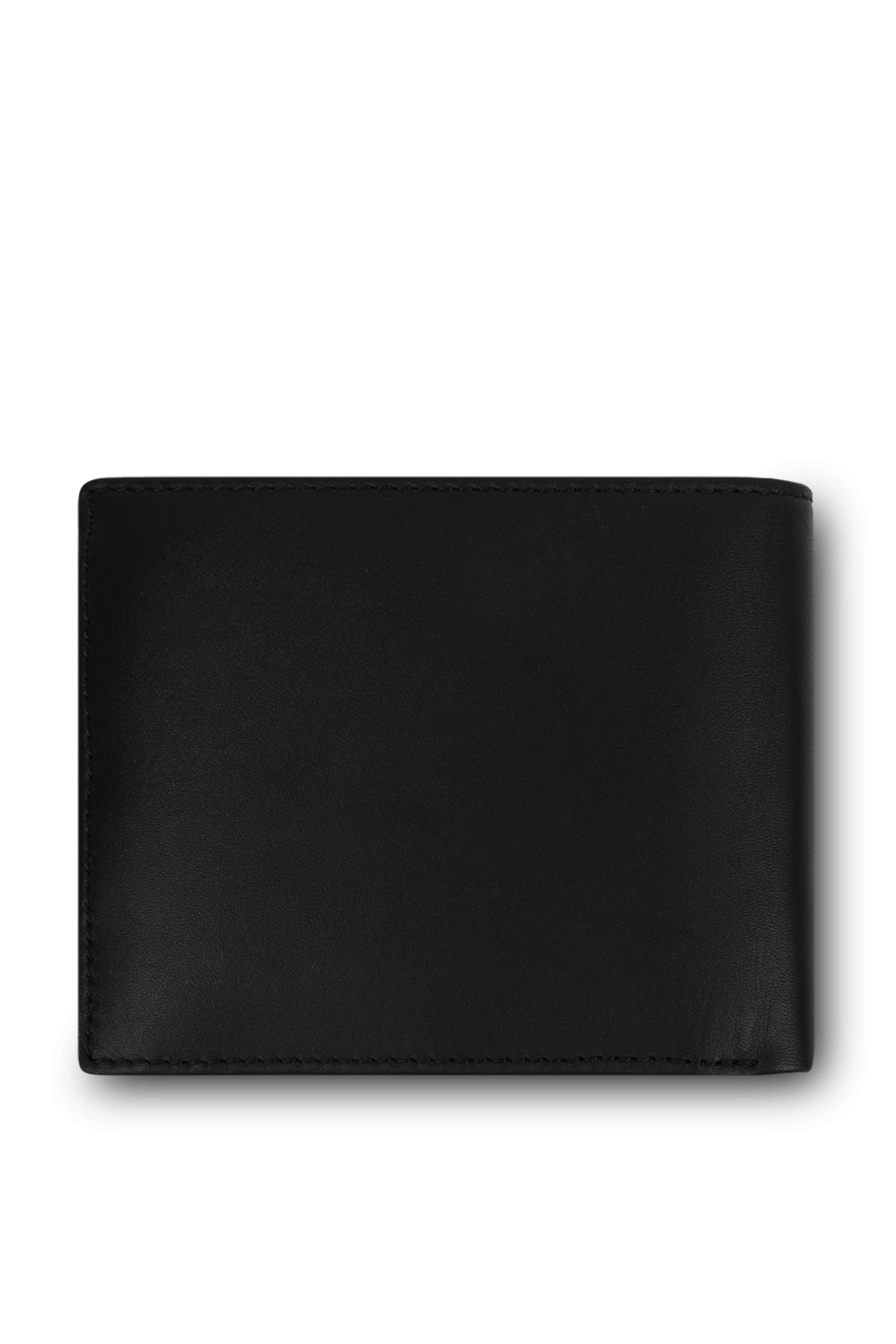 תמונה אחורית של ארנק מעור שחור מתקפל עם לוגו חזיתי