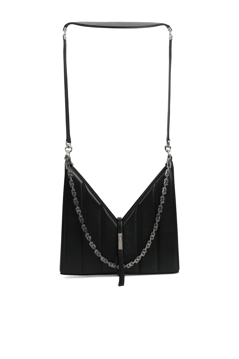 תמונה קידמית של תיק צד קאט אאוט שחור