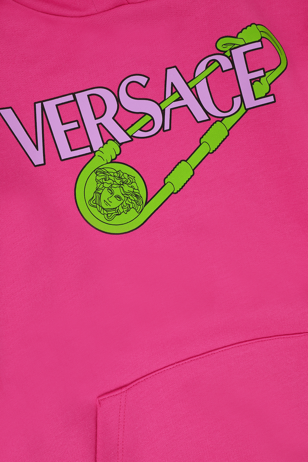 תמונה אחורית של גילאי 8-14 סווטשירט קפוצ'ון עם לוגו סיכת ביטחון