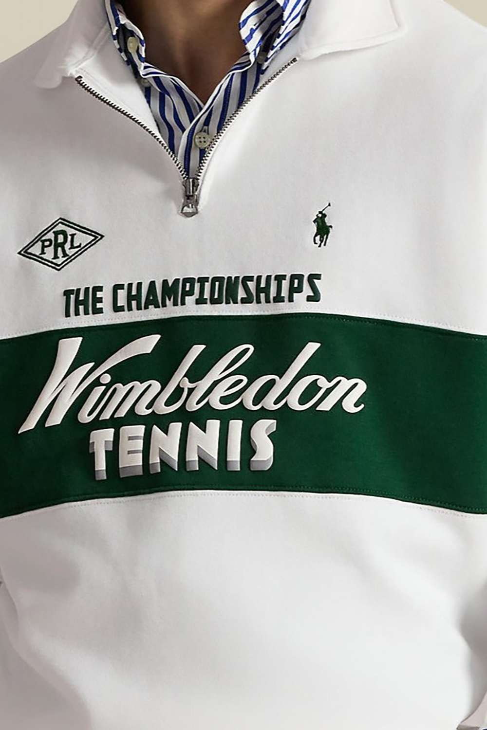תמונת תקריב דוגמן של פולו רלף לורן X ווימבלדון סווטשירט