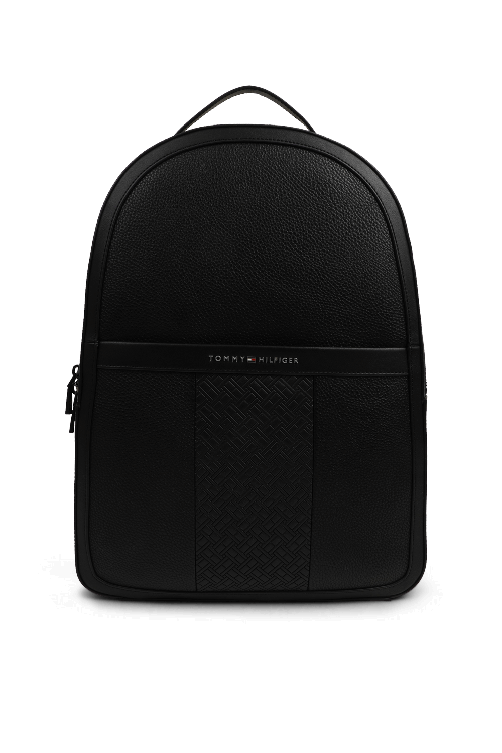 תמונה קידמית של תיק גב עם לוגו מטאלי