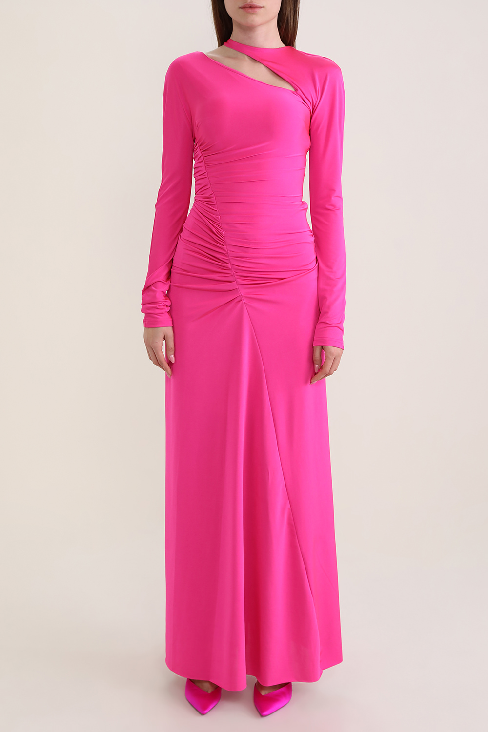 תמונת דוגמן קידמית של שמלת מקסי א-סימטרית