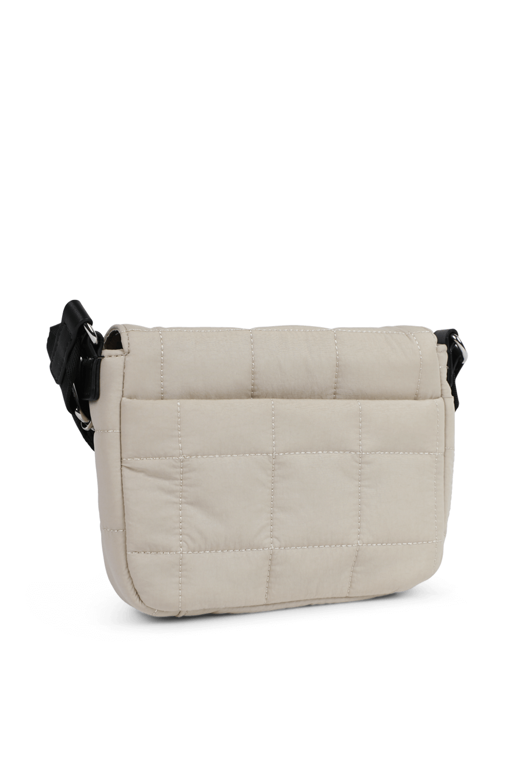 תמונה אחורית של תיק קרוס מניילון עם תפרי קווילט