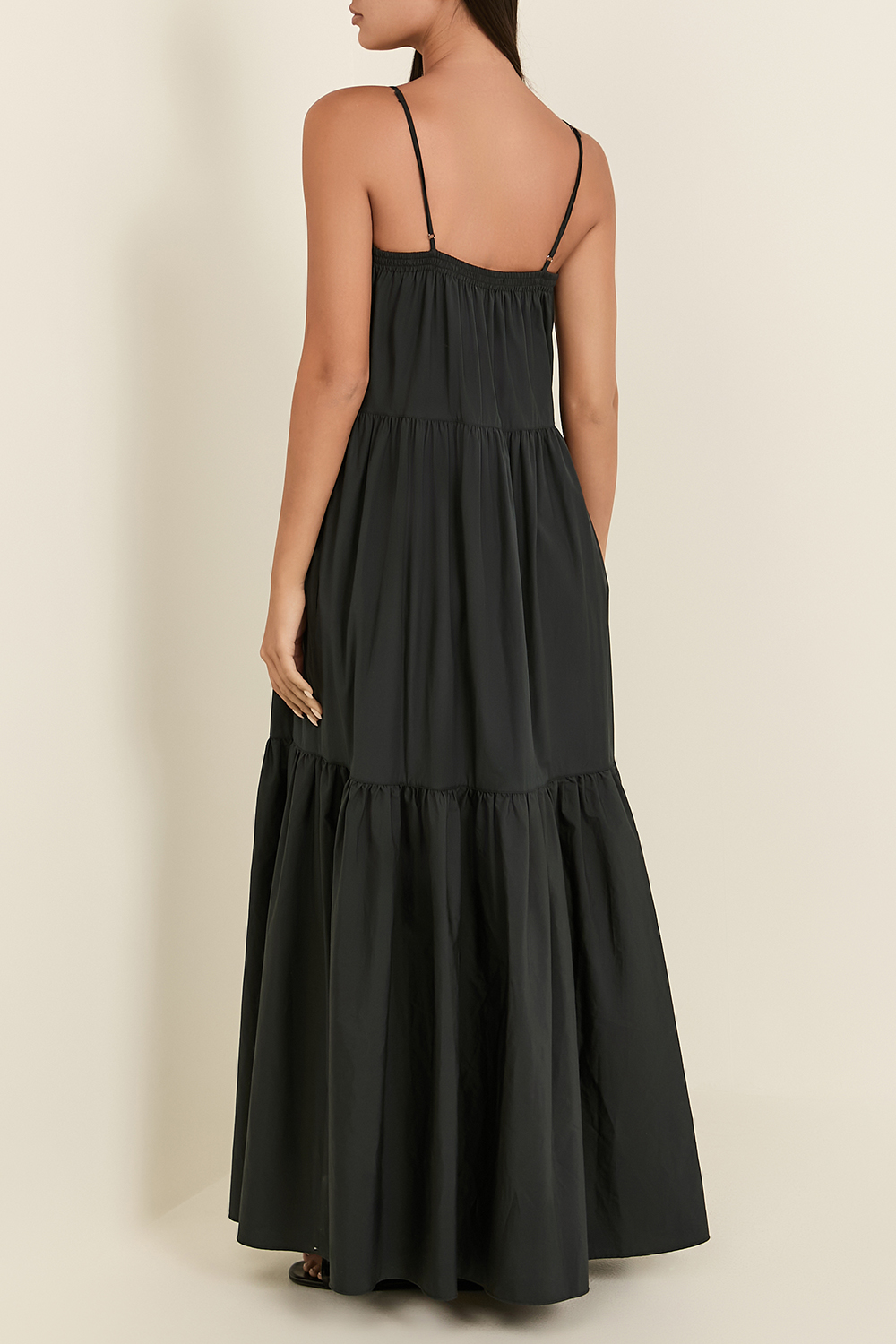 תמונת דוגמן אחורית של שמלת קומות מקסי