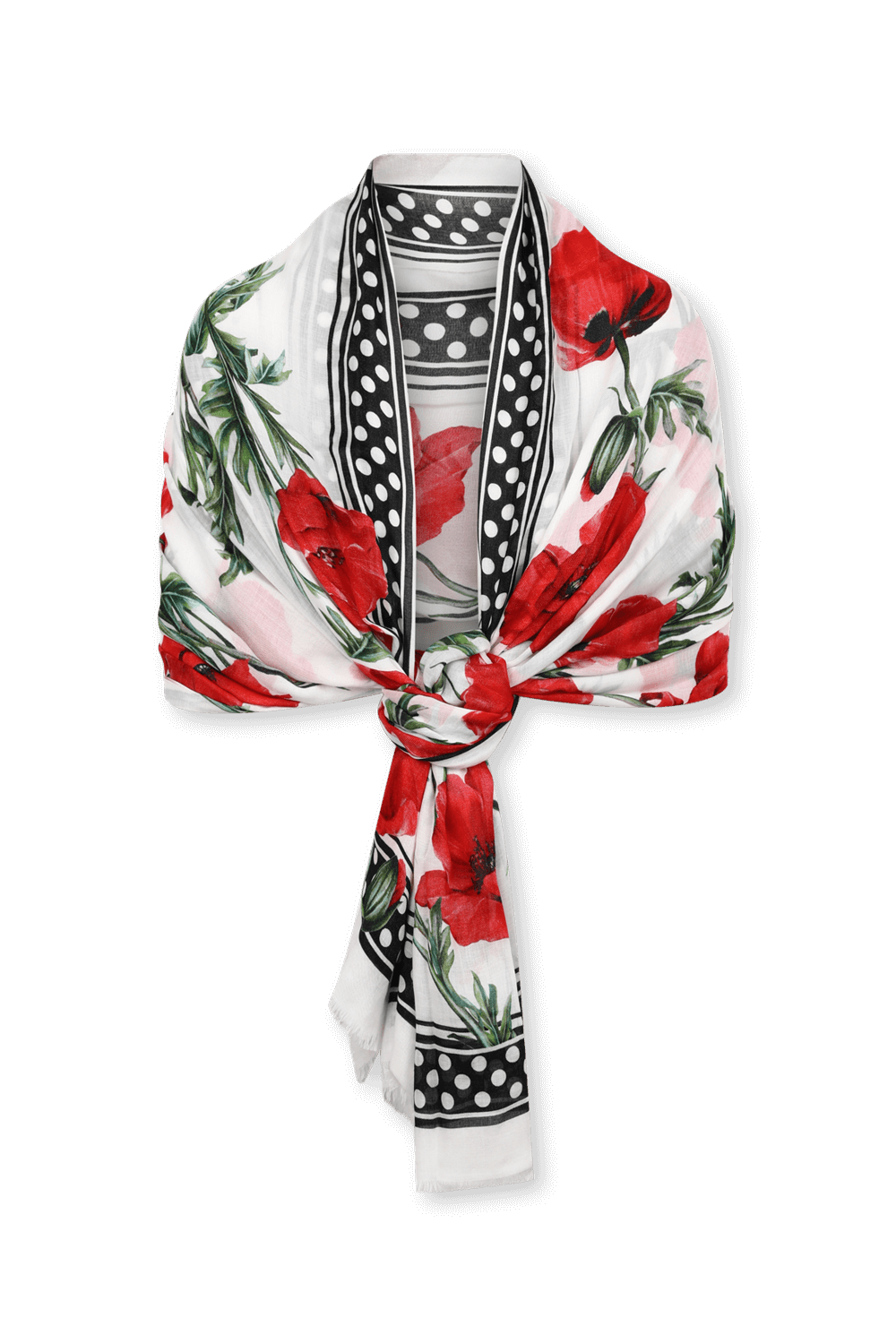 תמונה אחורית של צעיף מקשמיר עם הדפס פרחים