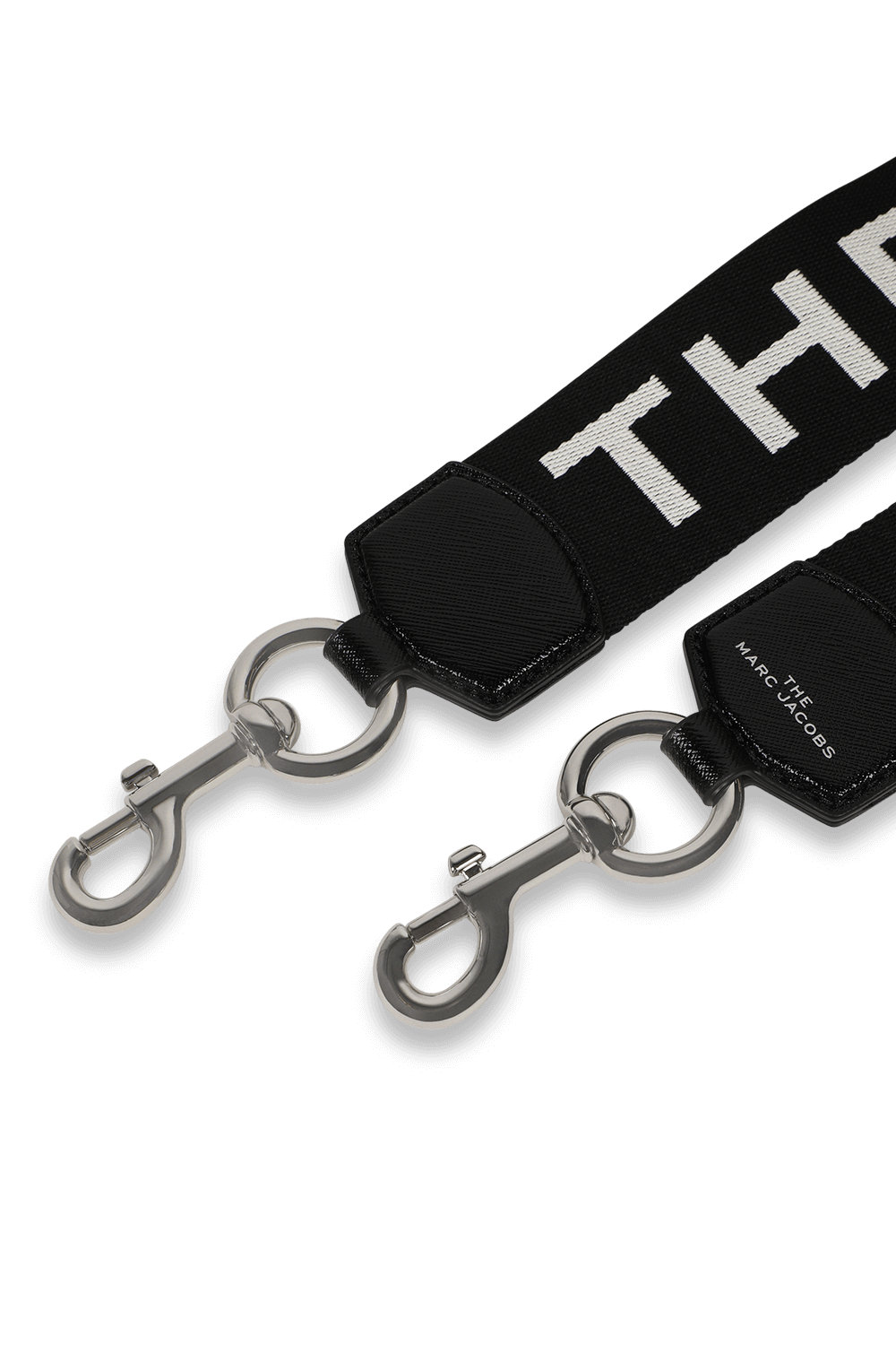 תמונה אחורית של רצועת נשיאה שחורה ממותגת לתיק