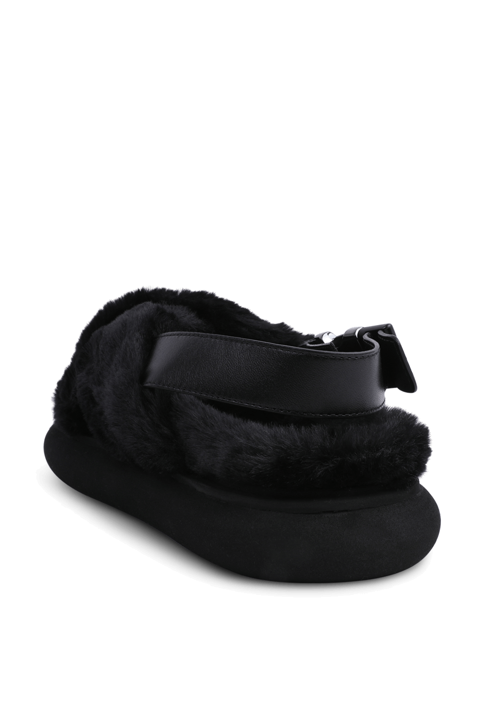 תמונה אחורית של סנדלי פרווה טבעונית