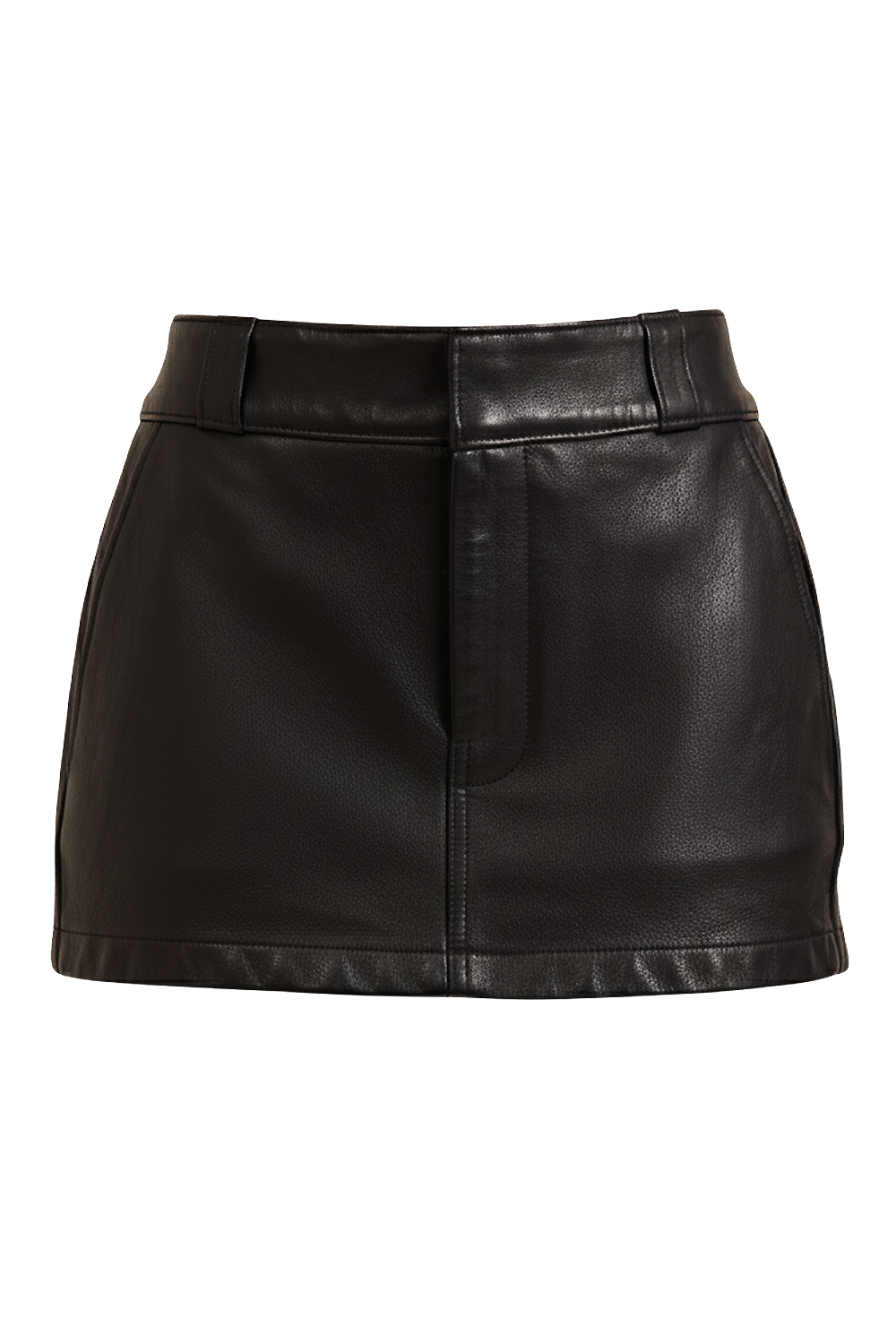 תמונה קידמית של מכנסי חצאית עור בגזרת מיני