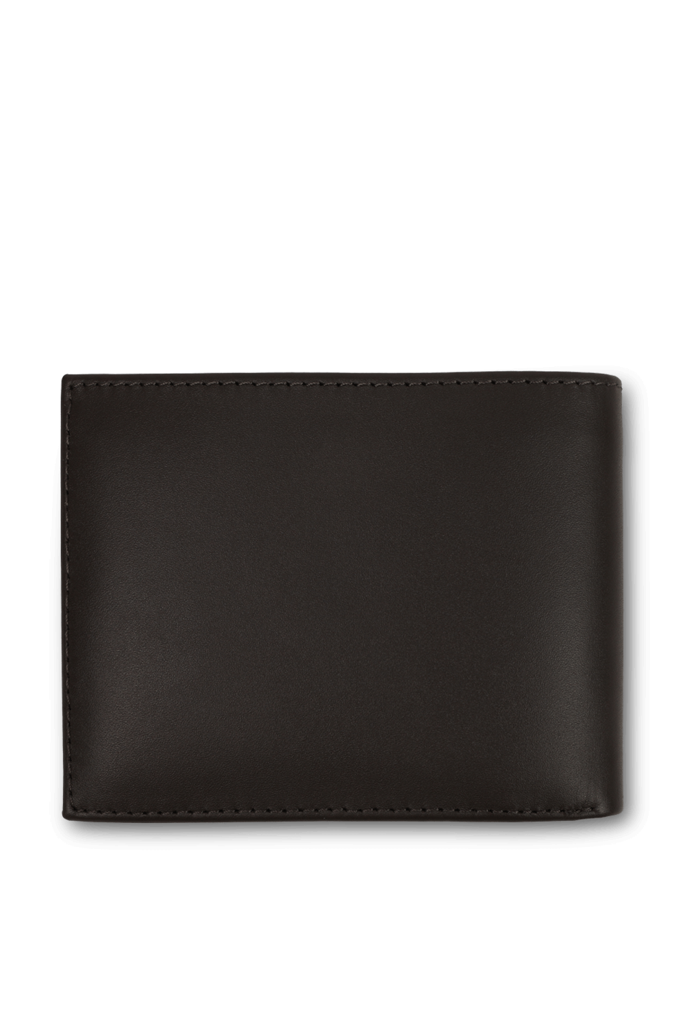 תמונה אחורית של ארנק מעור שחור מתקפל עם לוגו מוטבע