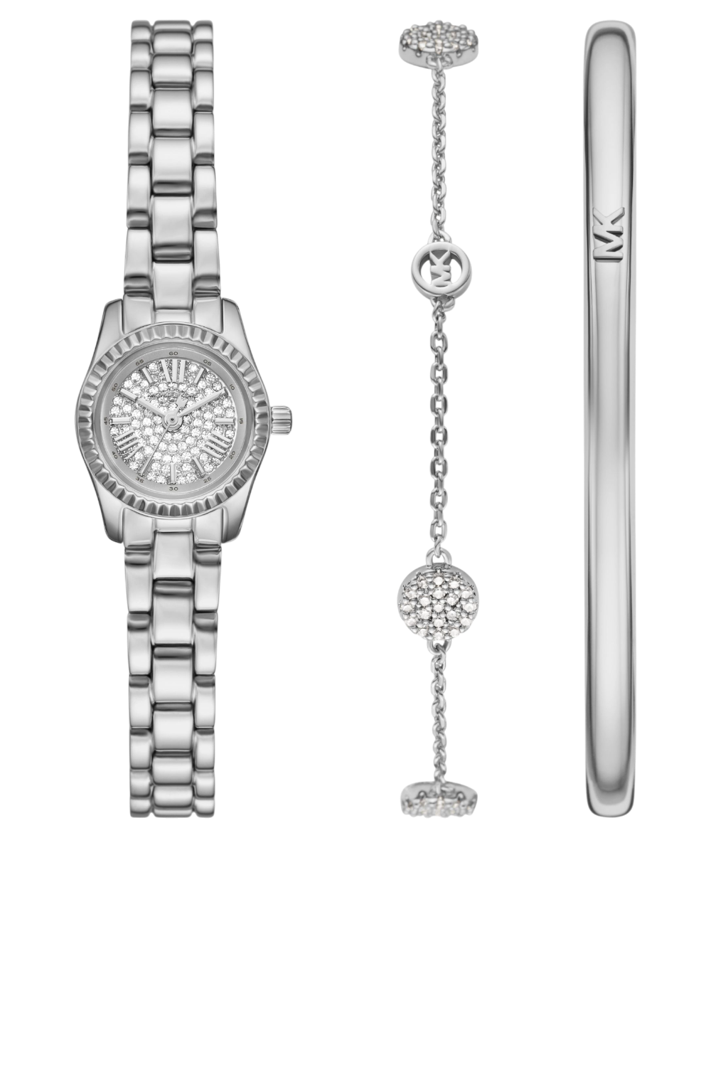 תמונה קידמית של מארז שעון יד ושני צמידים