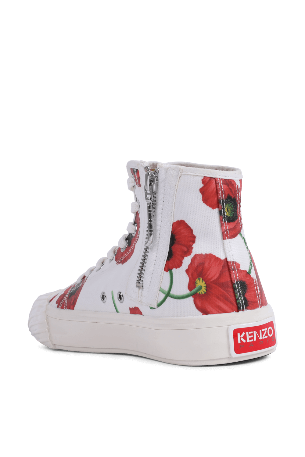 תמונה אחורית של נעלי סניקרס סקול עם הדפס פרחי פרג