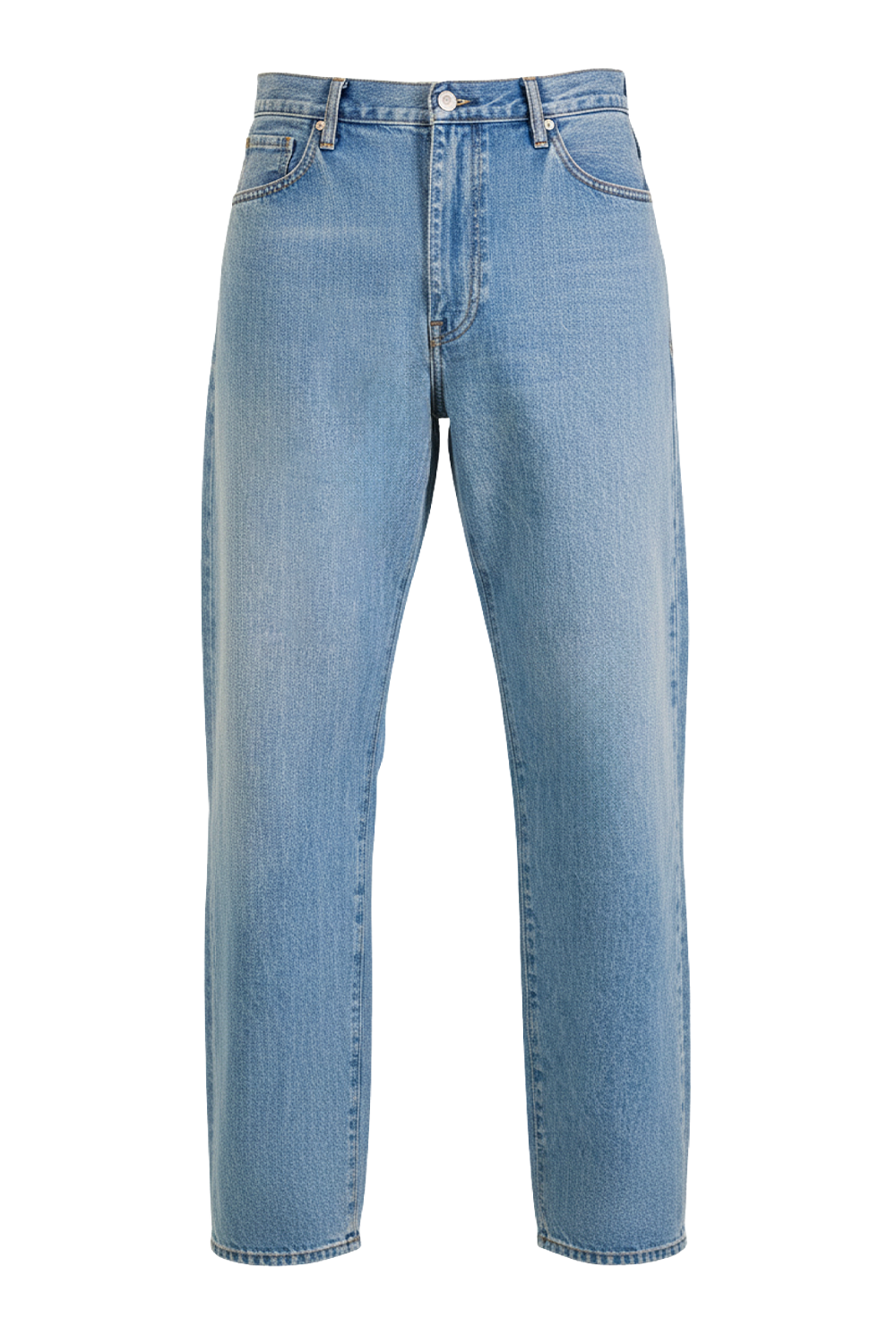 תמונה קידמית של מכנסי ג'ינס בגזרת באגי