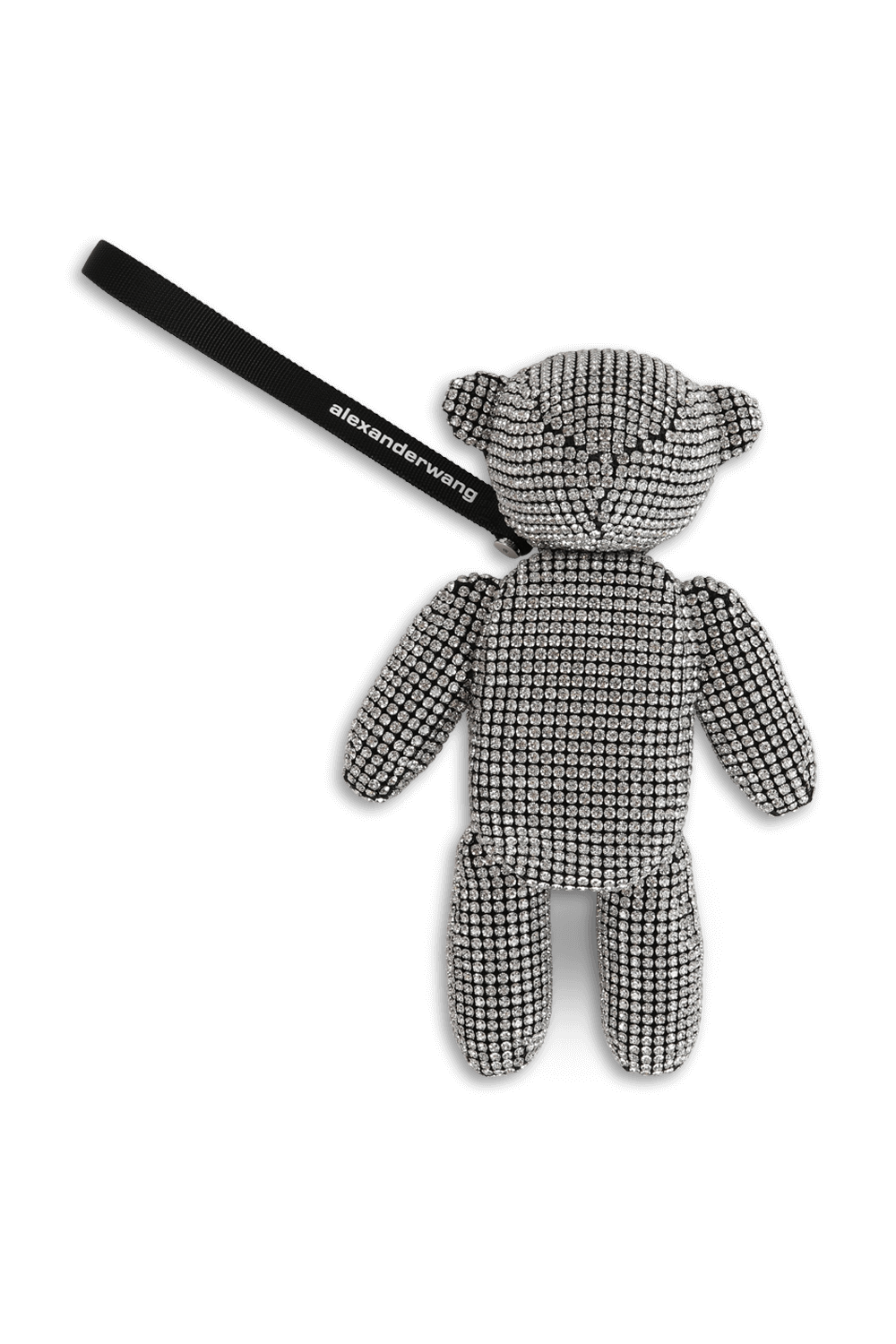 תמונה קידמית של ארנק דובי משובץ קריסטלים בגוון כסוף