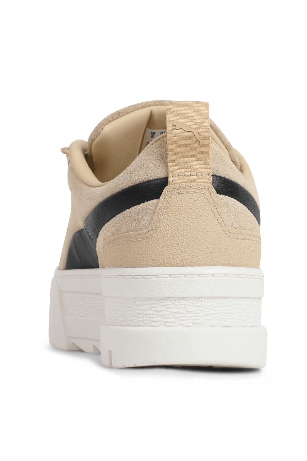 תמונה אחורית של נעלי סניקרס מאייז פיוז׳ן מעור זמש בצבע קאמל