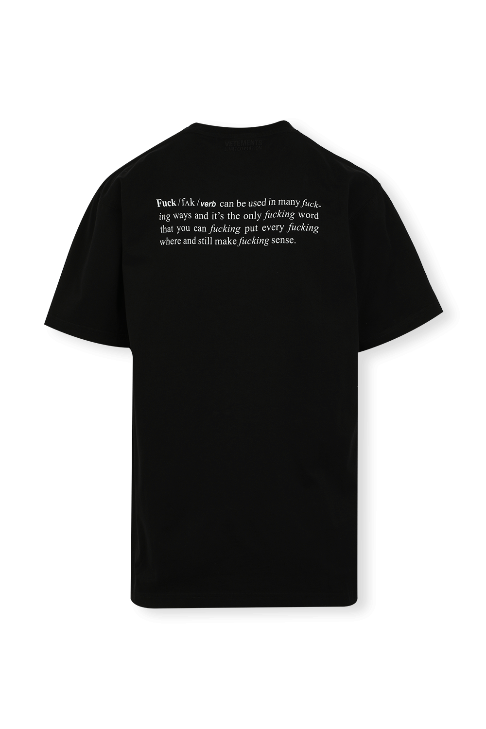 תמונה אחורית של Fuck Definition Tshirt in Black