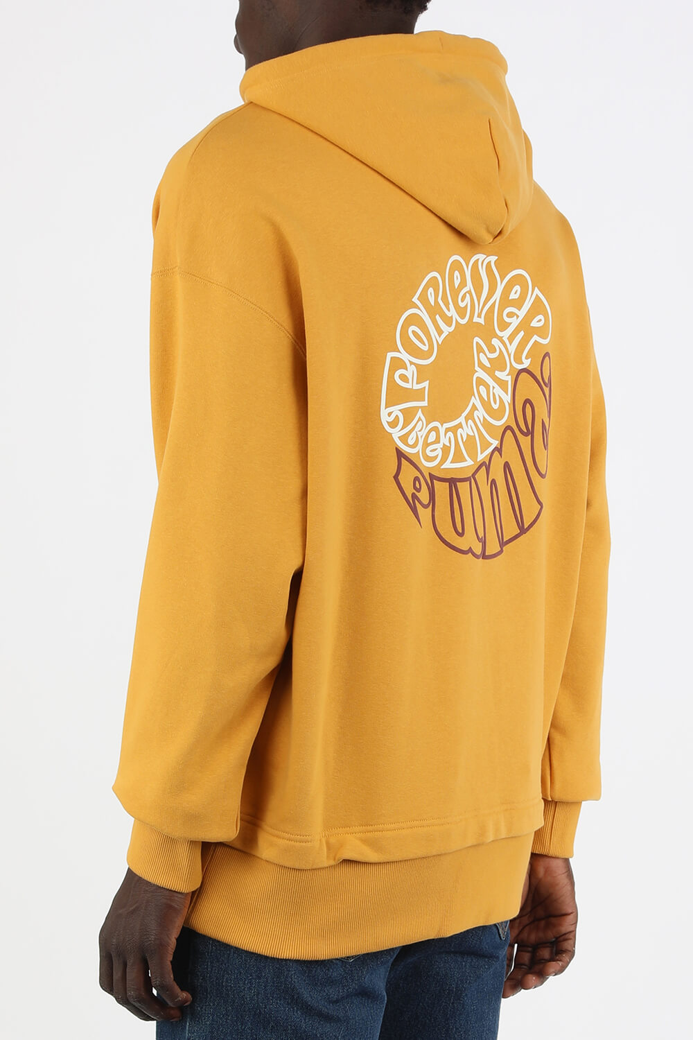 תמונת דוגמן אחורית של סווטשירט דאון טאון מכותנה בגוון כתום