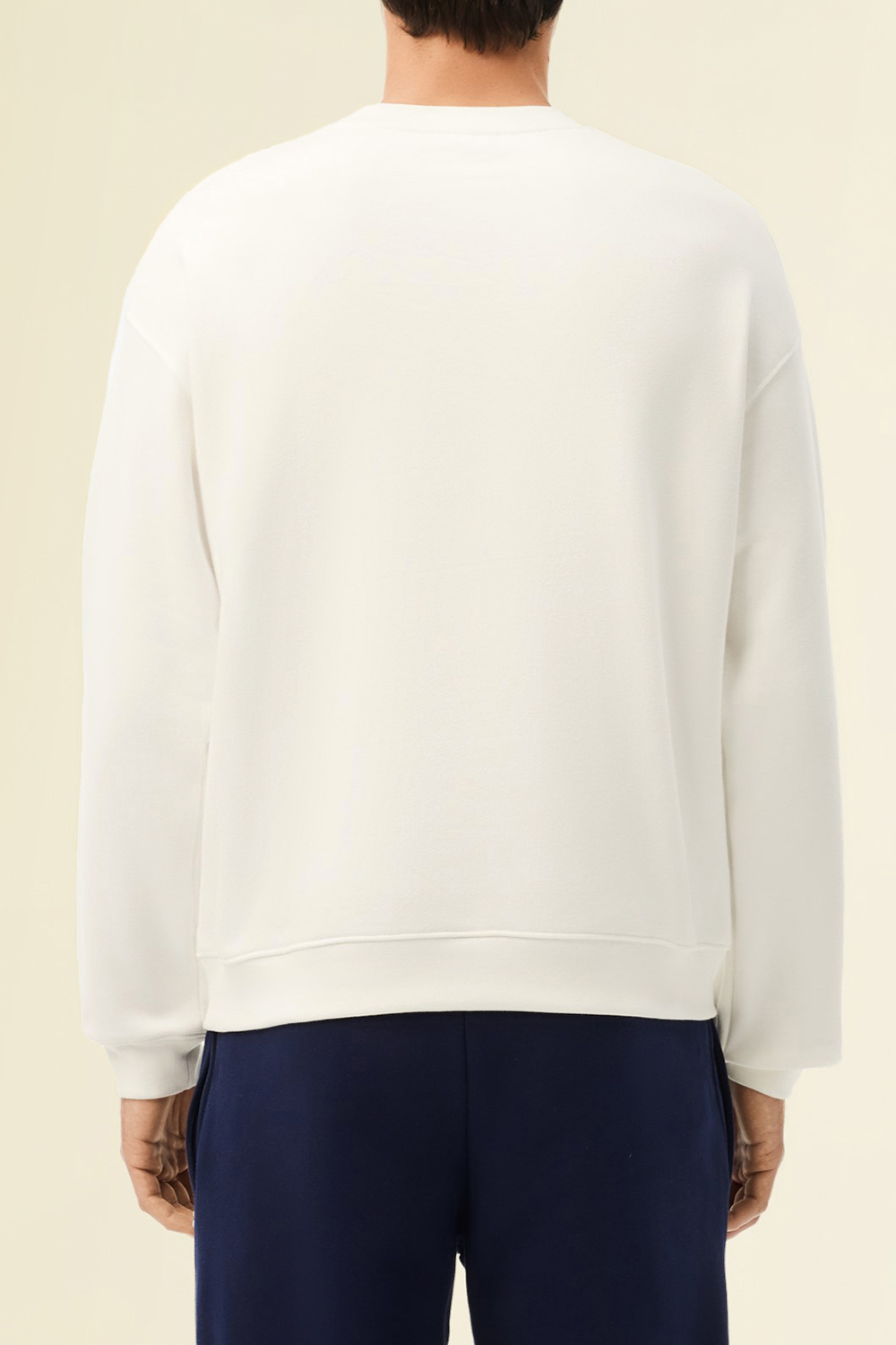 תמונת דוגמן אחורית של סווטשירט עם צווארון מעוגל