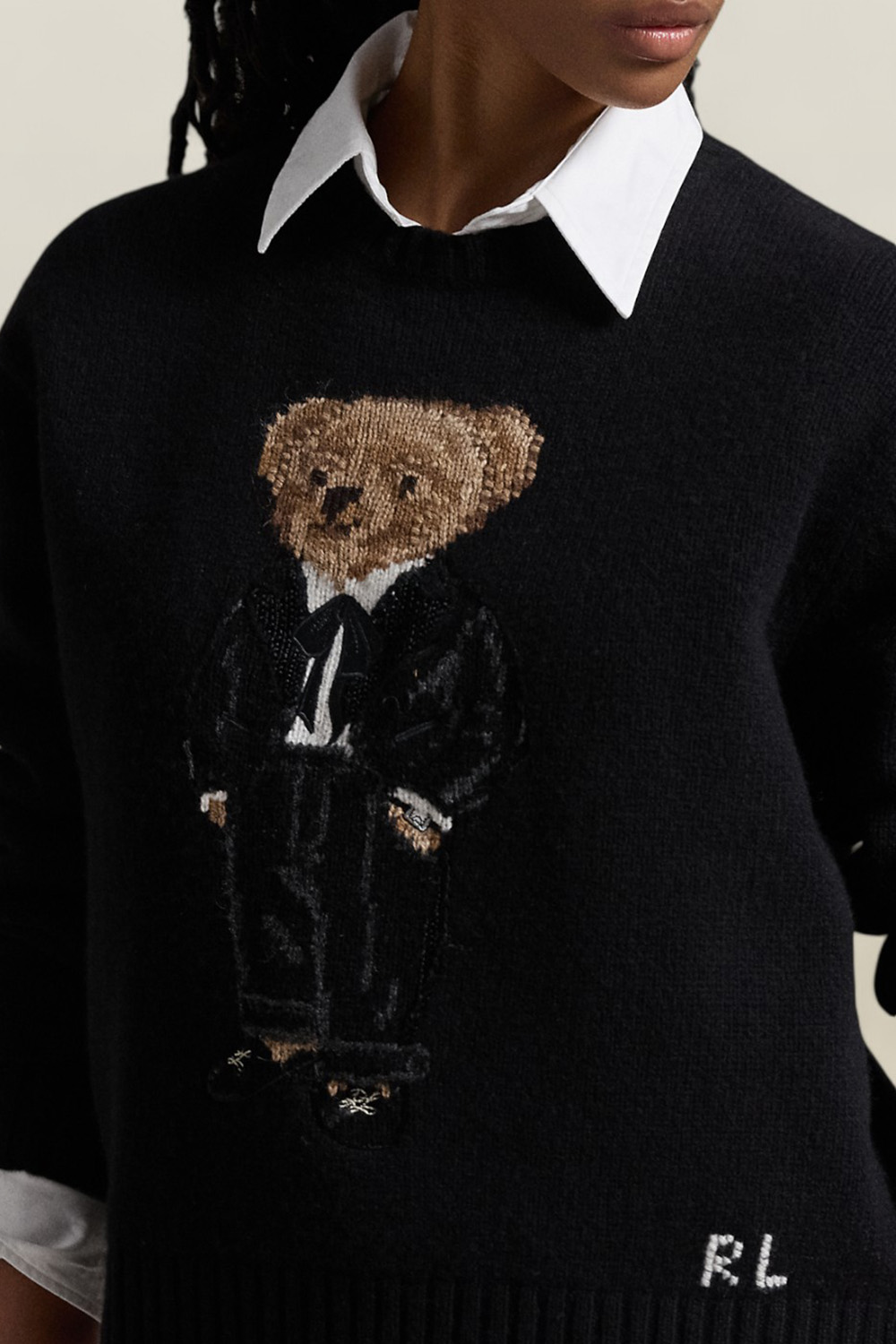 תמונת תקריב דוגמן של סריג צמר וקשמיר