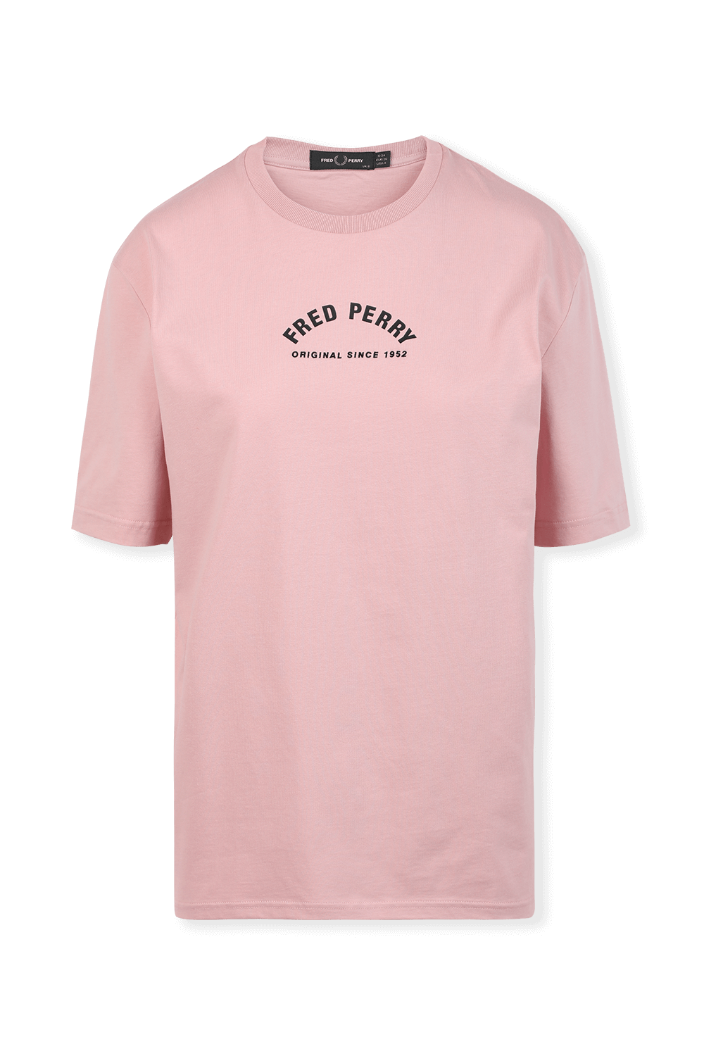 תמונה קידמית של חולצת לוגו בצבע ורוד