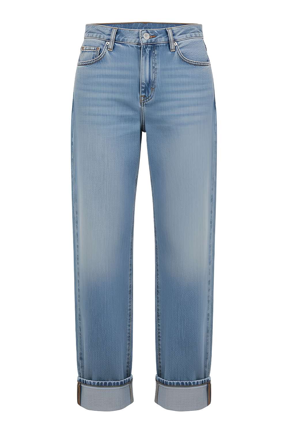 תמונה קידמית של מכנסי ג'ינס בגזרה ישרה