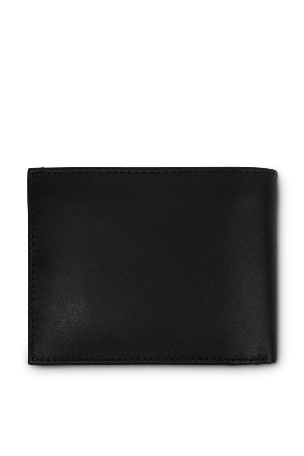 תמונה אחורית של ארנק מעור שחור עם לוגו מוטבע