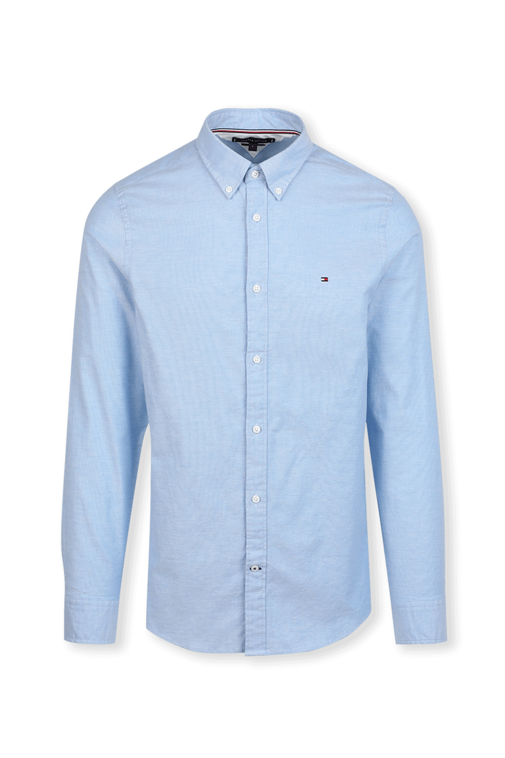 תמונה קידמית של חולצה מכופתרת בגזרת סלים בצבע כחול